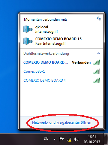 Netzwerk und Freigabecenter